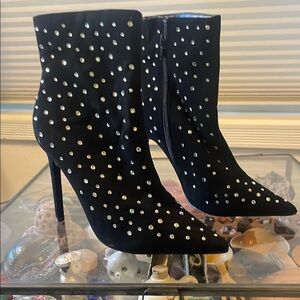 Express Elegant Black Studded Ankle Boots
